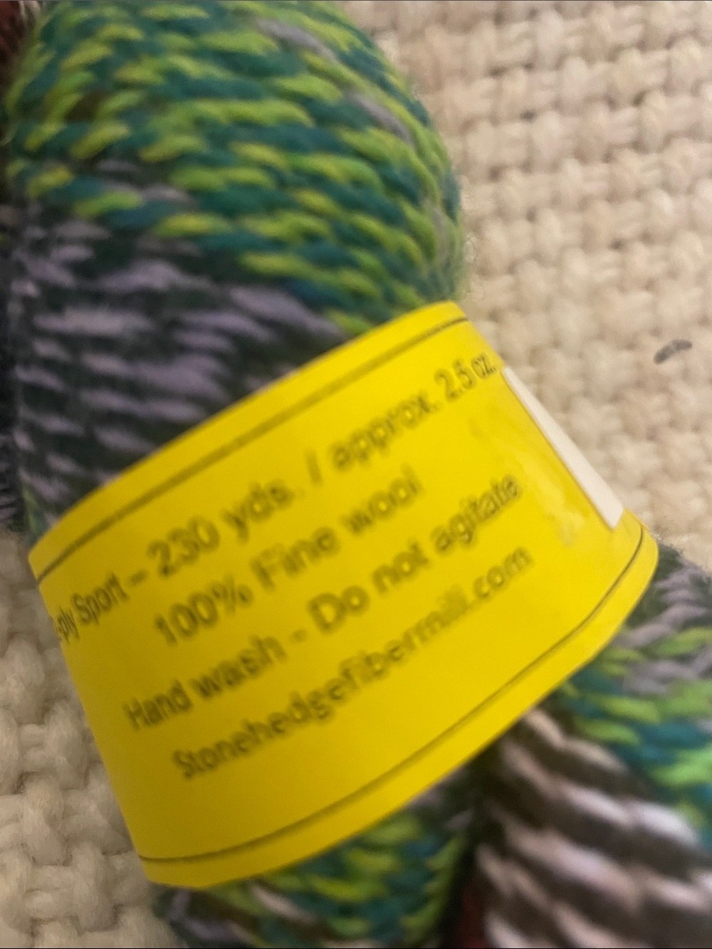 Hand-Dyed Multicolor Wool Yarn Skein - Green, Maroon, Gray, White - Picture 2 of 4